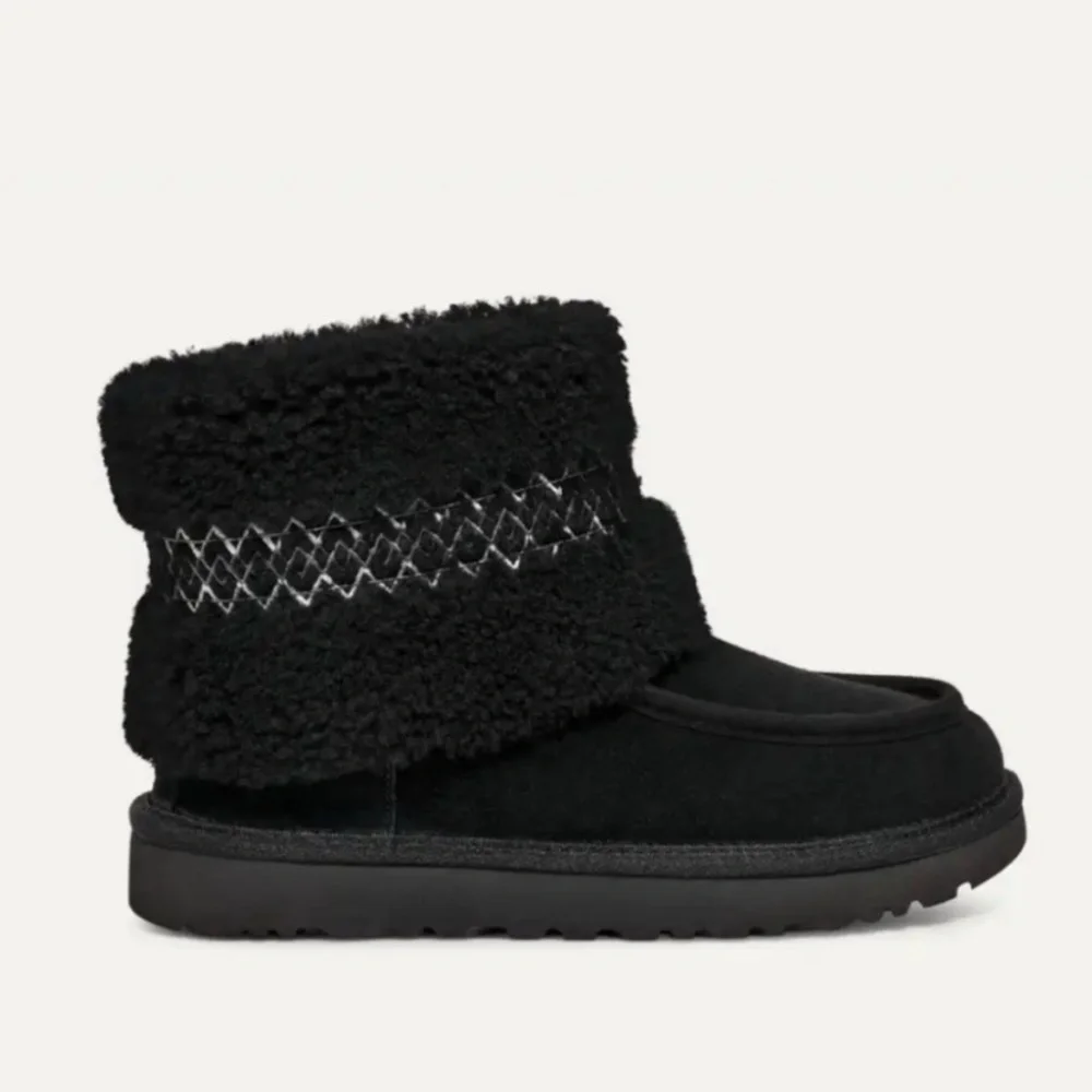 UGG Mini Braid Cuff Boots Black